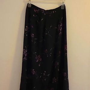 Navy blue with purple flowers slightly flared skirt